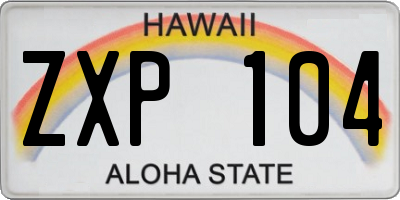 HI license plate ZXP104