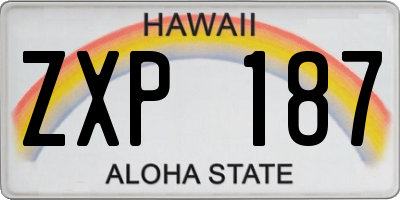HI license plate ZXP187
