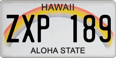 HI license plate ZXP189