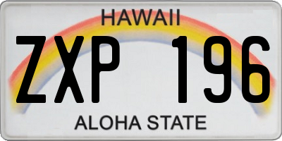 HI license plate ZXP196