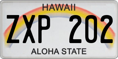 HI license plate ZXP202