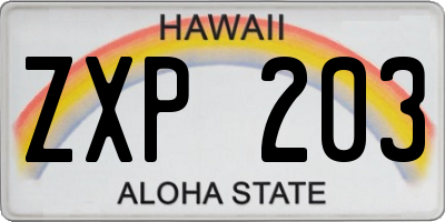 HI license plate ZXP203