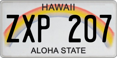 HI license plate ZXP207
