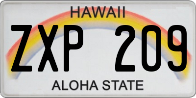 HI license plate ZXP209