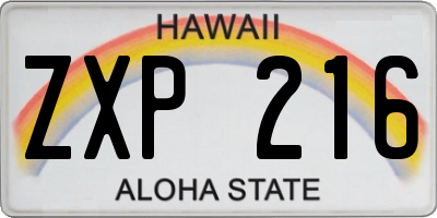 HI license plate ZXP216