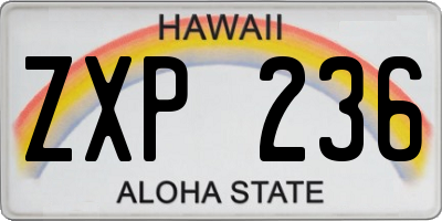 HI license plate ZXP236
