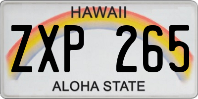 HI license plate ZXP265