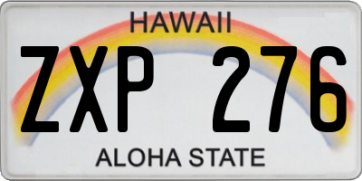 HI license plate ZXP276