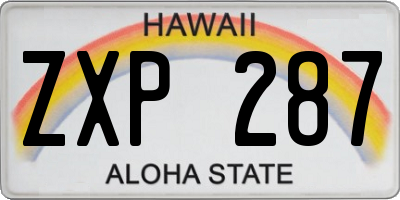 HI license plate ZXP287