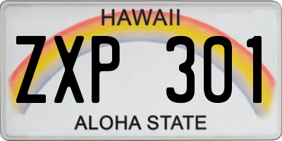 HI license plate ZXP301