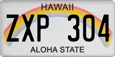 HI license plate ZXP304