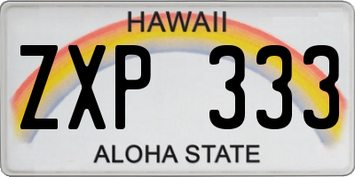HI license plate ZXP333