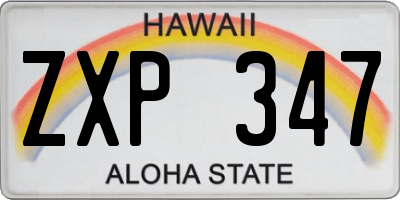 HI license plate ZXP347