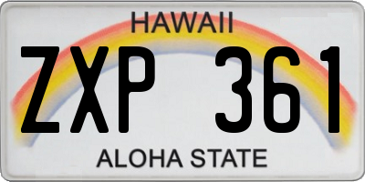HI license plate ZXP361