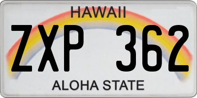 HI license plate ZXP362