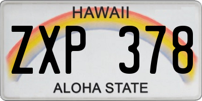 HI license plate ZXP378