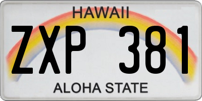 HI license plate ZXP381