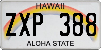 HI license plate ZXP388