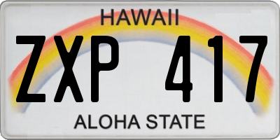 HI license plate ZXP417