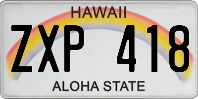 HI license plate ZXP418