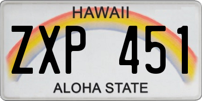 HI license plate ZXP451