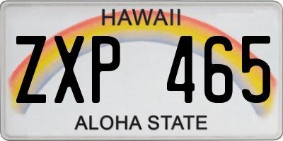 HI license plate ZXP465