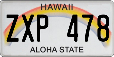 HI license plate ZXP478