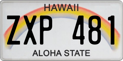 HI license plate ZXP481