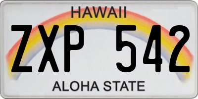 HI license plate ZXP542