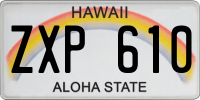 HI license plate ZXP610