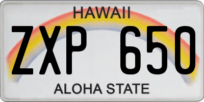 HI license plate ZXP650