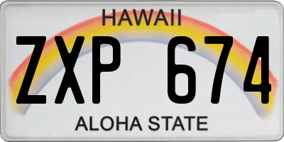 HI license plate ZXP674