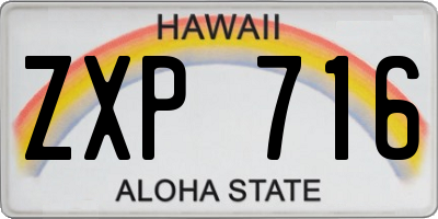 HI license plate ZXP716