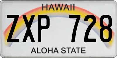 HI license plate ZXP728