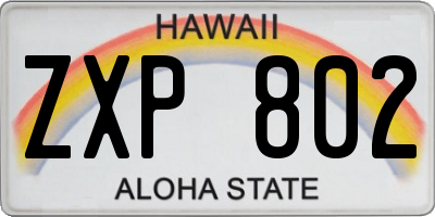 HI license plate ZXP802