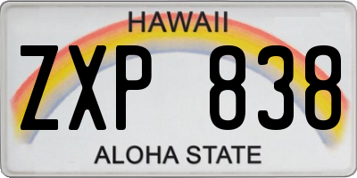HI license plate ZXP838
