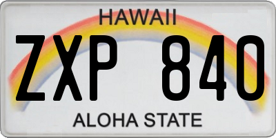 HI license plate ZXP840