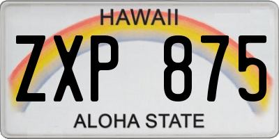 HI license plate ZXP875