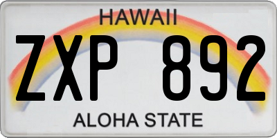 HI license plate ZXP892