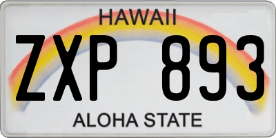 HI license plate ZXP893