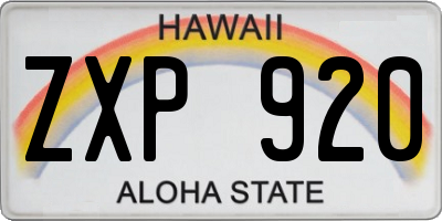 HI license plate ZXP920