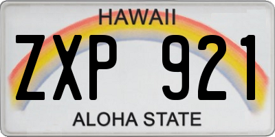 HI license plate ZXP921