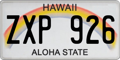 HI license plate ZXP926