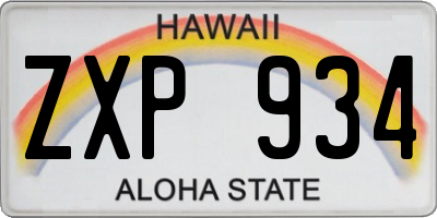 HI license plate ZXP934
