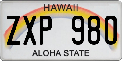 HI license plate ZXP980