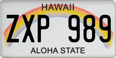 HI license plate ZXP989