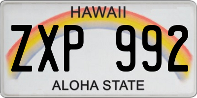 HI license plate ZXP992