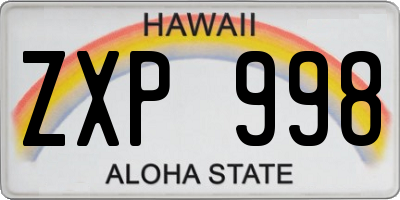 HI license plate ZXP998