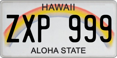 HI license plate ZXP999