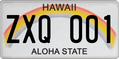 HI license plate ZXQ001